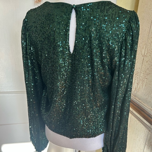 Anthropologie Dark Green Sequin Blouse - Picture 13 of 13